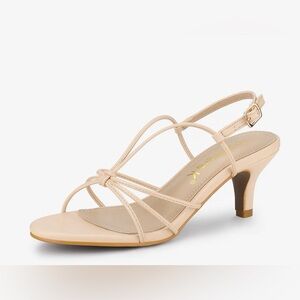 Allegra K Nude Strappy Heels